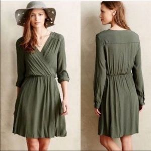 Maeve Olive "Lene" Faux Wrap Dress
